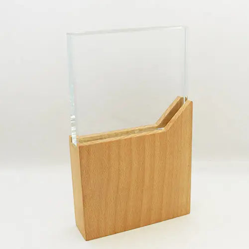 Crystal Shield with wide Wooden Base