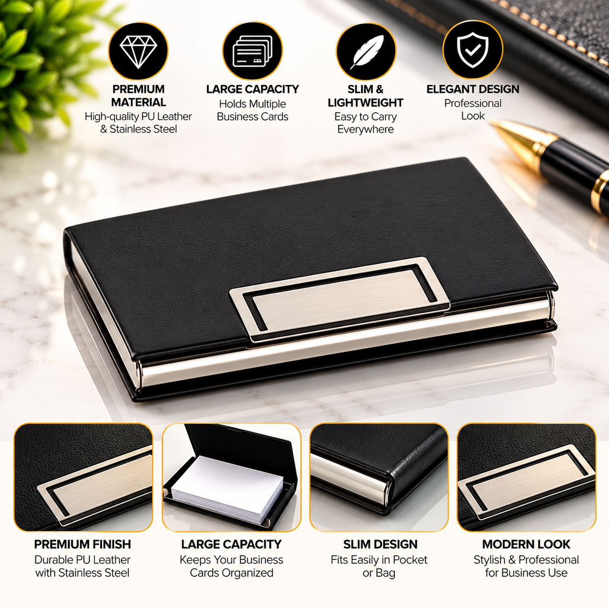 NW-178 - Black leather Card Holder