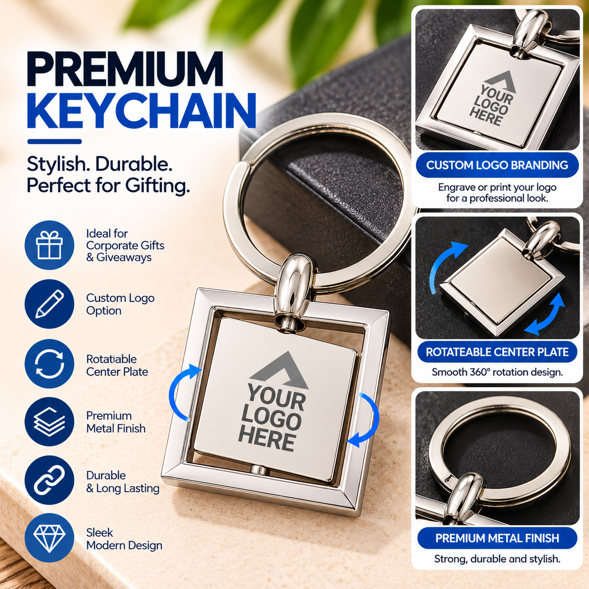 Square Metal Keychain