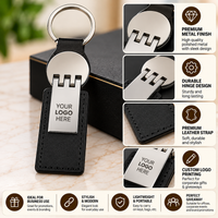 Fashion Black Leather Keychain