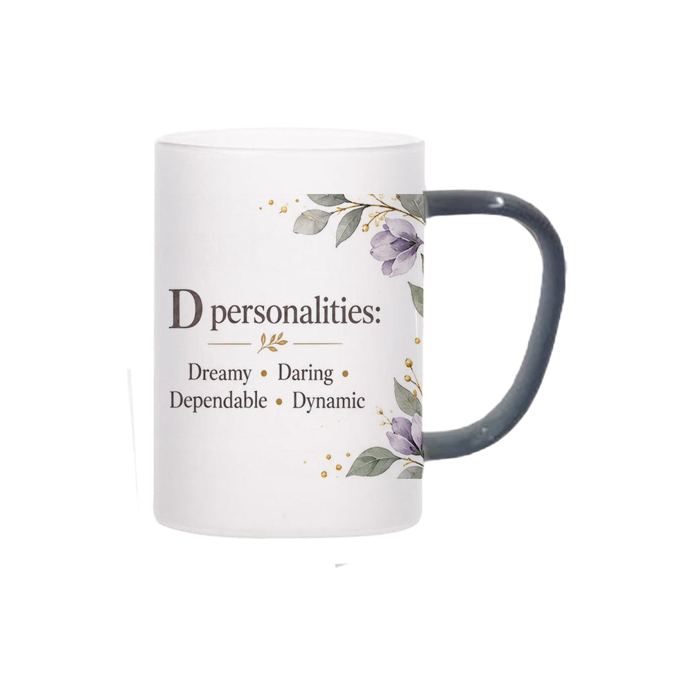 Custom Letter D Floral Initial Frosted Glass Mug with Gift Box