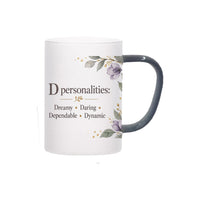 Custom Letter D Floral Initial Frosted Glass Mug with Gift Box