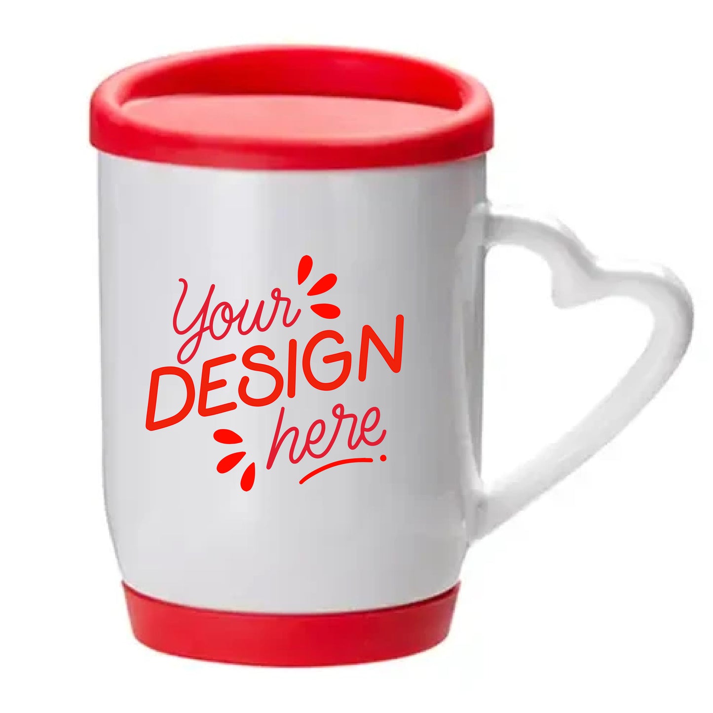 Albizco Luffy "Boundless Energy, Every Morning" Printed Ceramic Mug with Heart Handle and Red Lid (330 ml / 11 oz) – Anime Coffee Cup for One Piece Fans & Gifts