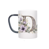 Custom Letter D Floral Initial Frosted Glass Mug with Gift Box