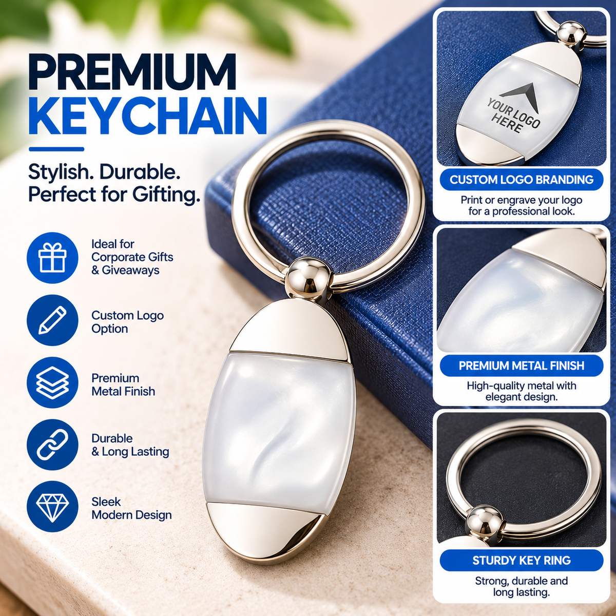 Oval Metal Keychain