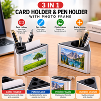 7040- Photo Frame + Card Holder + Pen Holder+ Table Clock