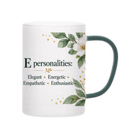 Custom Letter E Floral Initial Frosted Glass Mug with Gift Box