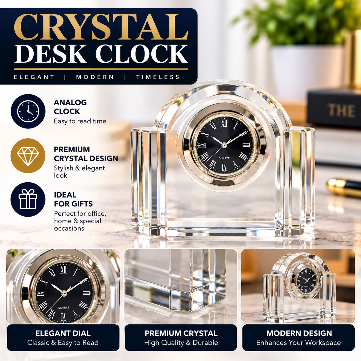 87239- Glass Table Clock