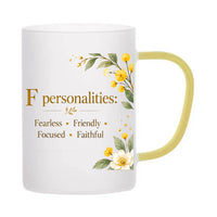 Custom Letter F Floral Initial Frosted Glass Mug with Gift Box
