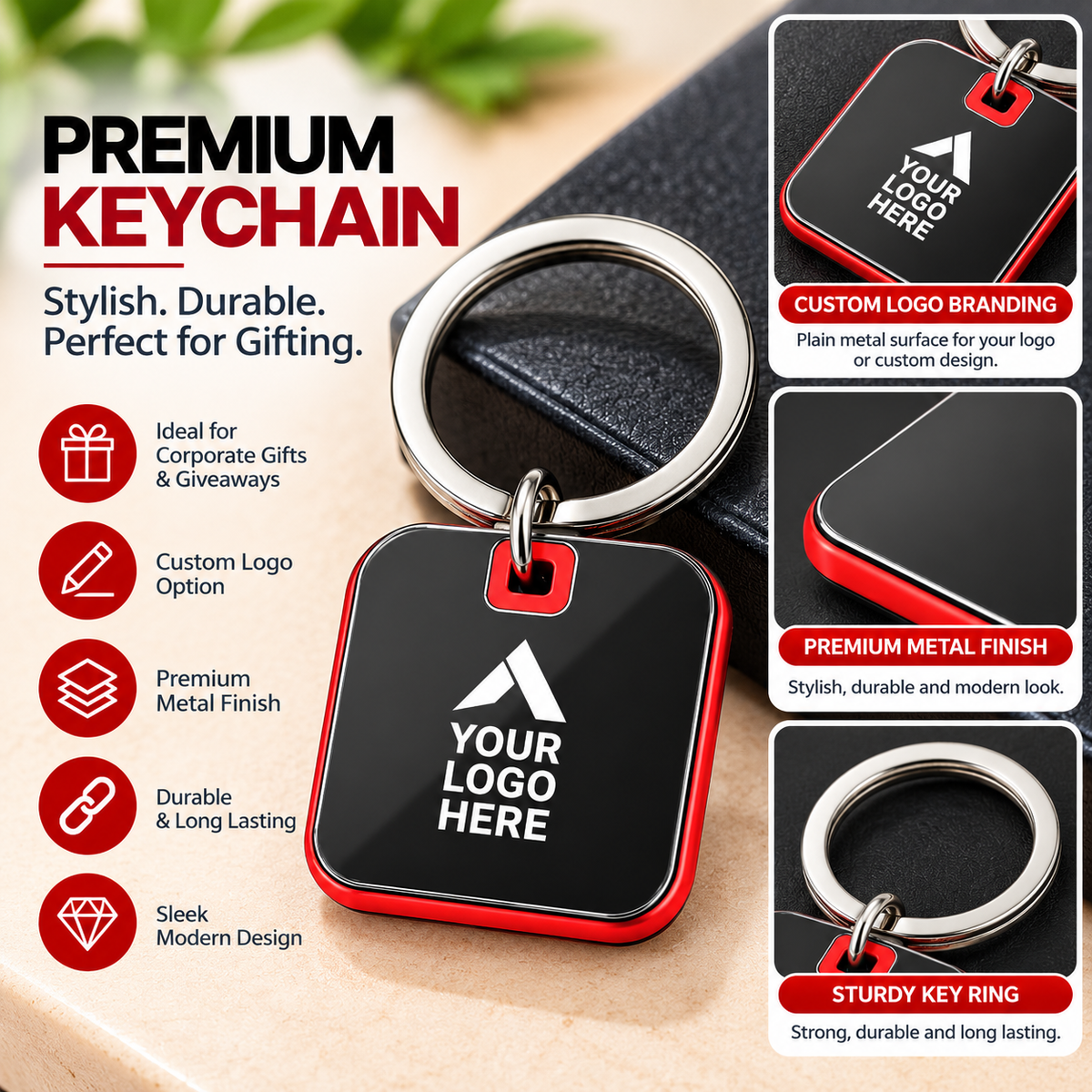 Red Metal Keychain