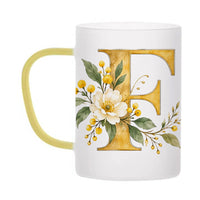 Custom Letter F Floral Initial Frosted Glass Mug with Gift Box