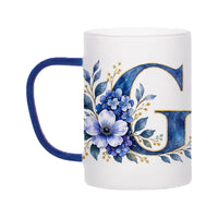 Custom Letter G Floral Initial Frosted Glass Mug with Gift Box