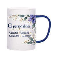 Custom Letter G Floral Initial Frosted Glass Mug with Gift Box