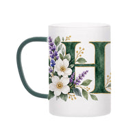 Custom Letter H Floral Initial Frosted Glass Mug with Gift Box
