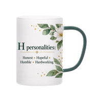 Custom Letter H Floral Initial Frosted Glass Mug with Gift Box