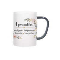Custom Letter I Floral Initial Frosted Glass Mug with Gift Box