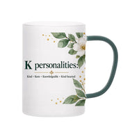 Custom Letter K Floral Initial Frosted Glass Mug with Gift Box