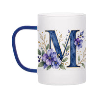 Custom Letter M Floral Initial Frosted Glass Mug with Gift Box