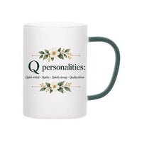 Custom Letter Q Floral Initial Frosted Glass Mug with Gift Box