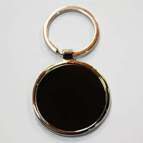 Round Black Metal Keychain - simple