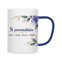 Custom Letter S Floral Initial Frosted Glass Mug with Gift Box