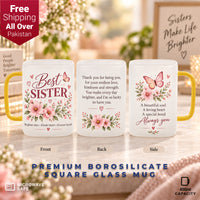 Best Sister Premium Borosilicate Square Glass Mug - 400ml