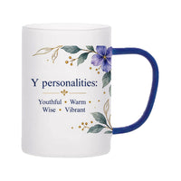 Custom Letter Y Floral Initial Frosted Glass Mug with Gift Box