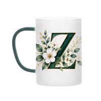 Custom Letter Z Floral Initial Frosted Glass Mug with Gift Box