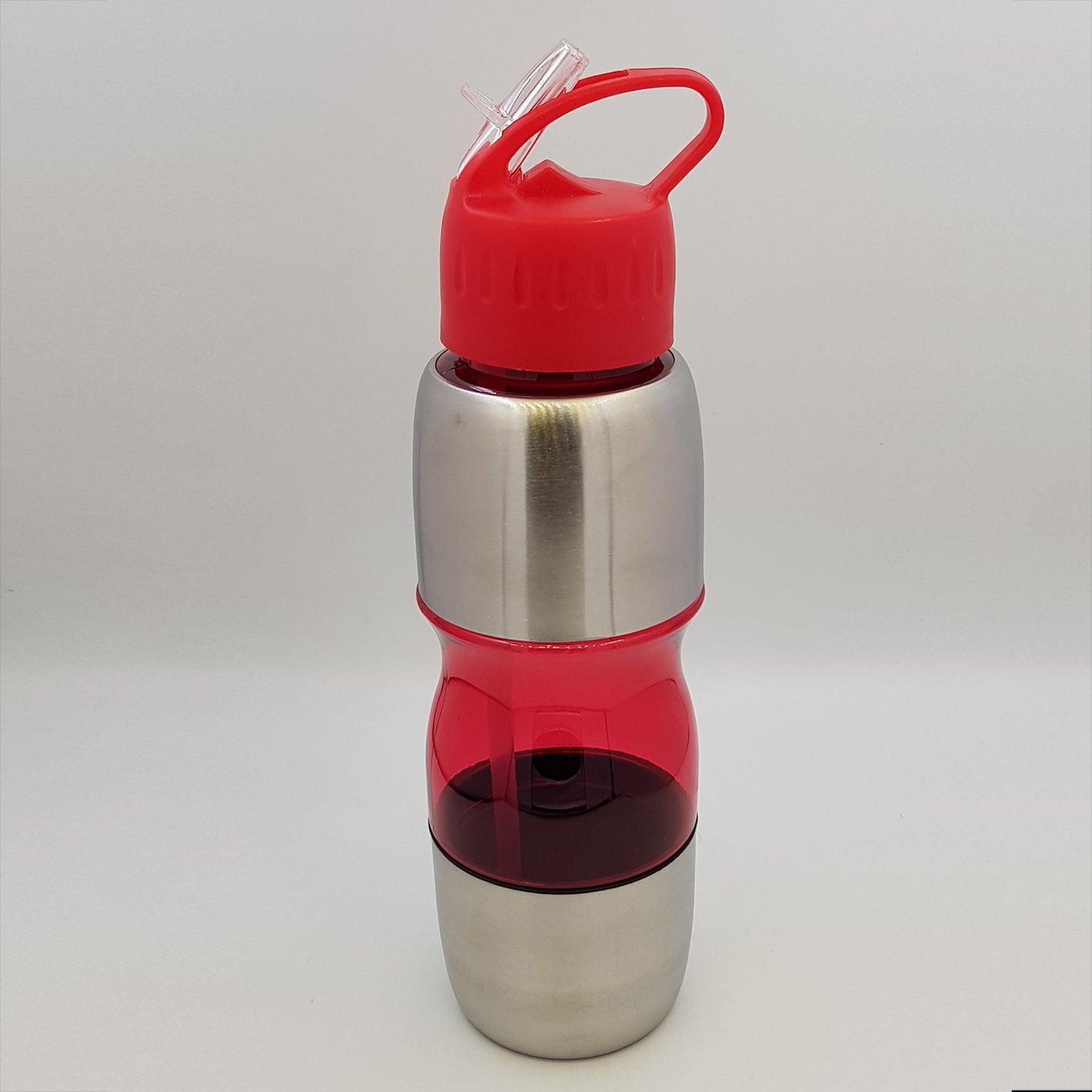 Red Plastic + Stainless Steel Bottle